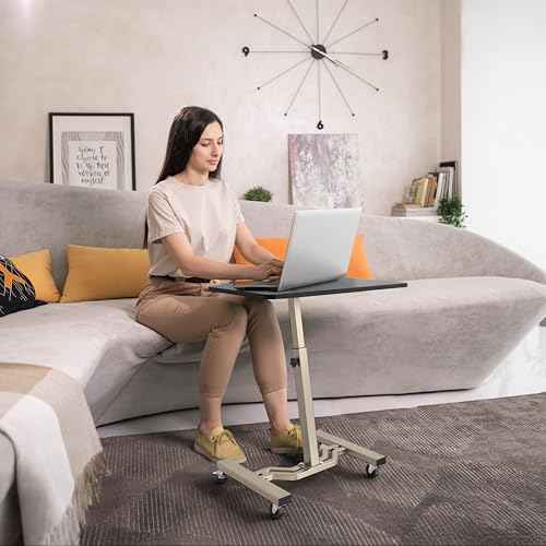 Height Adjustable Mobile Laptop Stand Desk Rolling Cart, Height Adjustable from 28'' to 33''