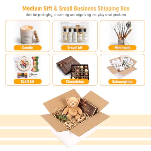 PETAFLOP 6x4x4 Shipping Boxes 50 Pack White Kraft Corrugated Mailer for Small Business