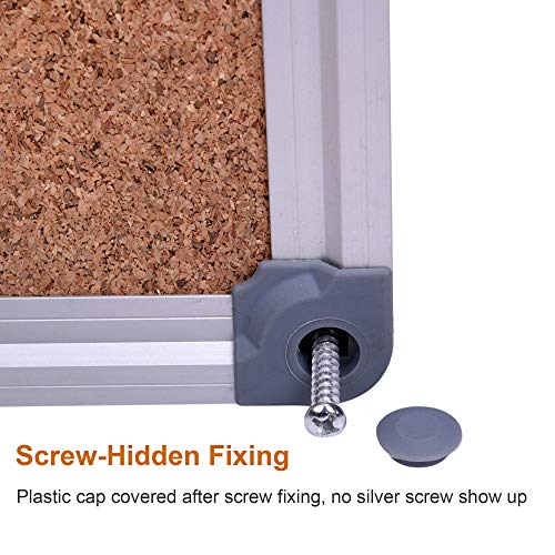 2-Pack 36 x 24 Inch Cork Board Bulletin Notice Board Message Memo Pin Board for Home Office School, Silver Aluminum Frame