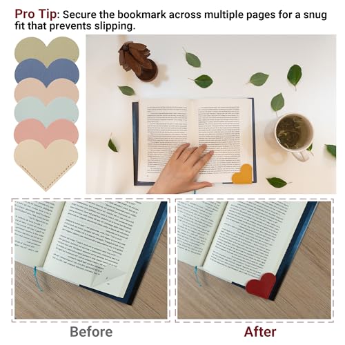 Yuoyar 30Pcs Leather Heart Book Marks for Reading Women - Cute Bookmarks for Book Lovers - Unique Gifts for Women