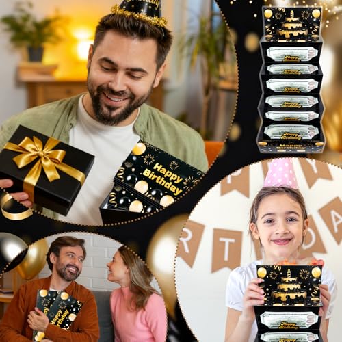 Black Gold 6 Slots 3D Birthday Cake Money Envelope for Cash Gift
