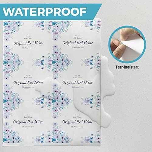 Mr-Label 4¡± x 3-1/3¡± Waterproof Matte White Wine Label - for Inkjet & Laser Printer - for 750ml Wine Bottle - Tear-Resistant - for Homemade Wine/Wedding (100 Sheets/Total 600 Labels)