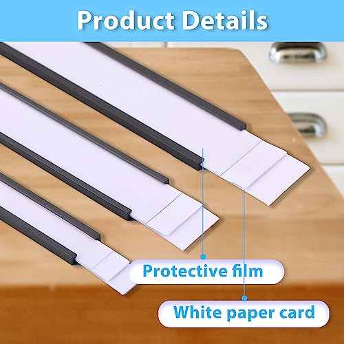 100 Pieces Magnetic Label Holders with Magnets Magnetic Data Card Holders with Clear Plastic Protectors for Metal Shelf, Whiteboard (0.75 x 6 Inch)