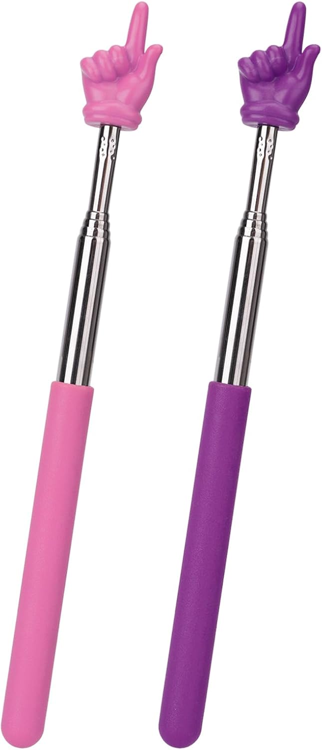 Skiennix Extendable Finger Pointer Stick - Collapsible Telescoping Classroom Tool | Pink & Purple