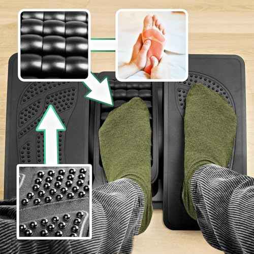 Adjustable Footrest for Under Desk at Work, Under Desk Foot Rest with Massage Texture and Roller, Ergonomic Foot Stool with 3 Height & 20 Degree Tilt Angle Adjustment for Home&Office