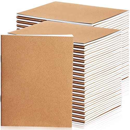 Epakh 100 Pack Mini Kraft Paper Notebook Bulk Small Blank Notebook Mini Unlined Pocket Journal Sketchbooks for Students School Writing, 48 Pages, 24 Sheets, 4.25 x 5.5 Inch (Brown)