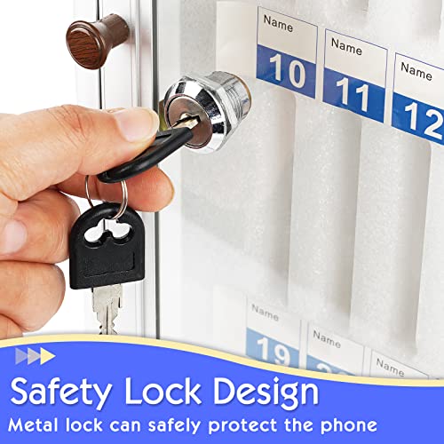 36 Slots Aluminum Alloy Pocket Chart Storage Cabinet for Cell Phones,Wall-Mounted with a Locked,Can be Carried by Hand (36 Slots)