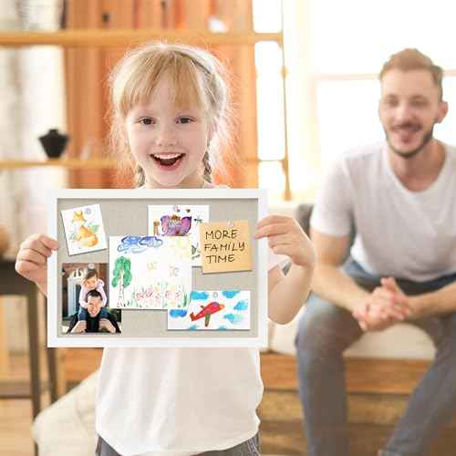 Cork Board with Linen White,Bulletin Board 17"x12" Hanging Corkboards for Office Home School Message Board or Vision Board Decoration.