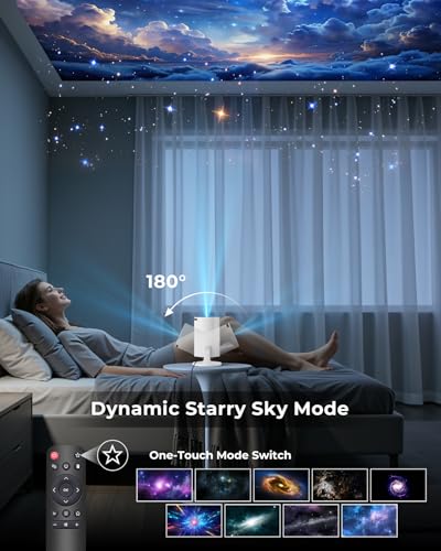 ClokoWe Basic White Mini Portable Projector with WiFi Bluetooth 4K Support