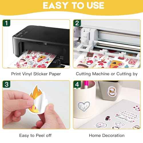 Printable Vinyl Sticker Paper for Inkjet Printer - 35 Sheets Glossy White - 8.5" x 11" - Waterproof Labels Paper, Dries Quickly,Vivid Colors,Tear Resistant,DIY Sticker