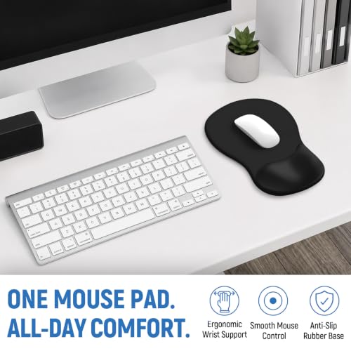 ZapDesk Black Ergonomic Mouse Pad with Gel Wrist Rest - Support & Comfort