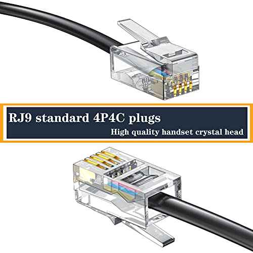 RJ9 4P4C Telephone Cord£¬Telephone Handset Cord,Coiled Wire 10 Pack 8Ft Uncoiled / 1.4Ft Coiled Landline Phone Handset Cable RJ9 4P4C Telephone Accessory -20 Pack