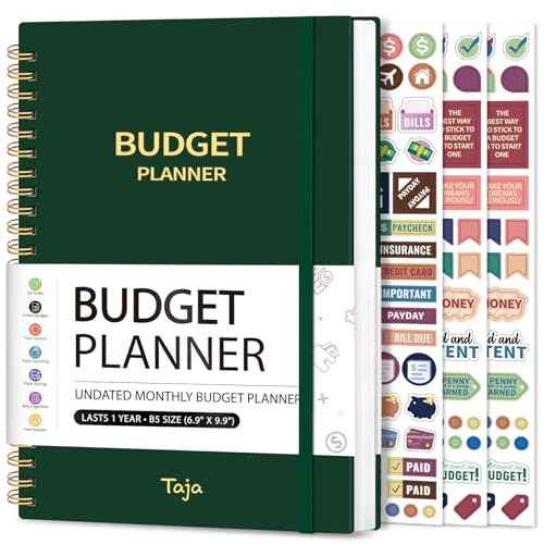 Budget Planner - Monthly Budget Book with Expense Tracker Notebook, Undated Bill Organizer & Finance Planner to Take Control of Your Money, 2025-2026 Account Book to Manage Your Finances-Dark Green