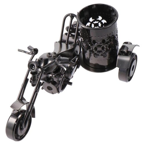 allcoupon Metal Pen Holder, Creative Motorcycle Desktop Accessories, Makeup Desk Organizer, for Office Supplies