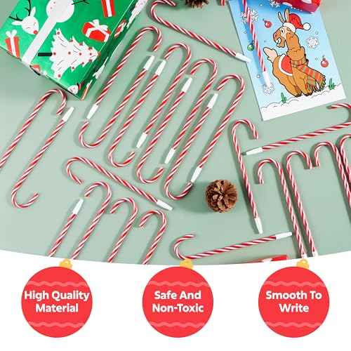 JOYIN 24 Pcs Christmas Candy Cane Ball Point Pens for Kids Gift, Xmas Pen Bulk for Christmas Stocking Stuffers, Teacher Student Gifts Classroom Supplies Carnival Prize Goodie Bag Fillers