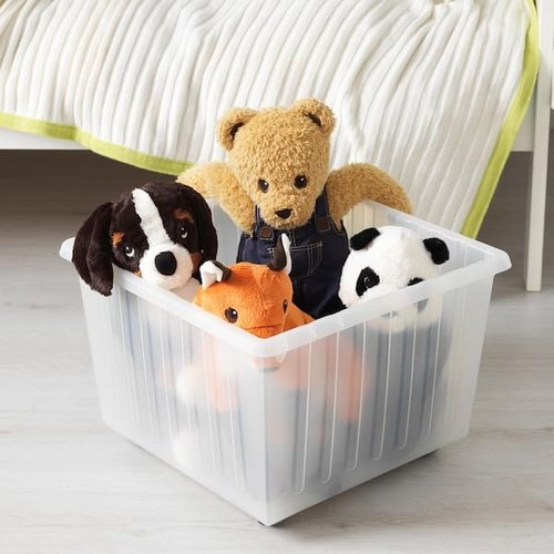 White Rolling Storage Crate with Casters – 15 ¼x15 ¼ Stackable Plastic Bin for Toys, Office, or Closet Organization