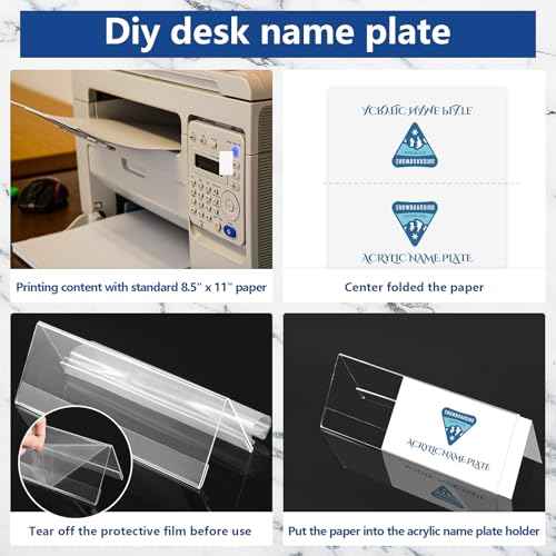 24 Pack Clear Plastic Name Plates for Desk 8.5 x 3 Acrylic Wall Name Plate Holder Desk Sign Frame for Table Display Blank Nameplate for Office Business Conference Meetingroom Student School Classroom