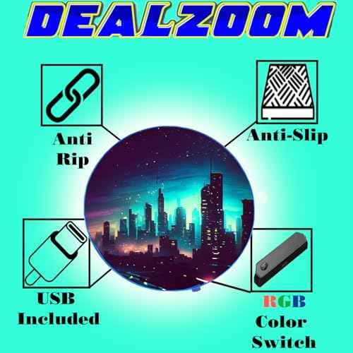 Gaming Chair Mat LED RGB Gaming Lights (Skyline 47¡±) - Noise Cancelling, Anti-Slip Gamer Floor Mat ? Scratch Resistant Computer Gaming Mat for Chair ? Office Chair Mat for Hardwood Floor