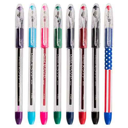 Pentel¢ç R.S.V.P.¢ç Ballpoint Pens, Fine Point, 0.7 mm, Clear Barrel, Black Ink, Pack Of 5