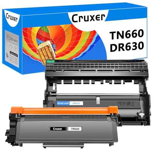 Cruxer TN660 Toner Cartridge DR630 Drum Replacement for Toner TN-630/TN-660 Black Page Yield Up to 2,600+, Compatible with DCP-L2520dw HL-L2360DW L2320D MFC-L2700DW L2710DW L2740DW Printer