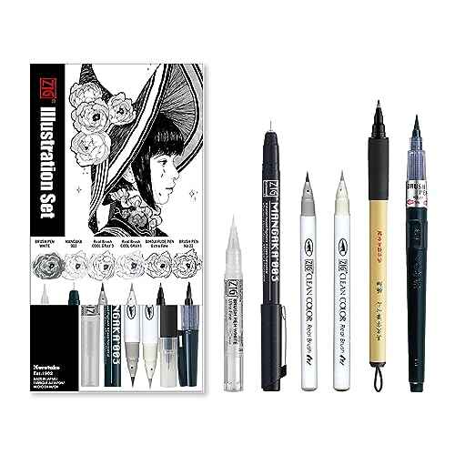 Kuretake Zig Inktober pen set, for Illustration, Manga Drawing, Lettering and Calligraphy, Professional Artist, Made in Japan (Special 23(6pcs.))
