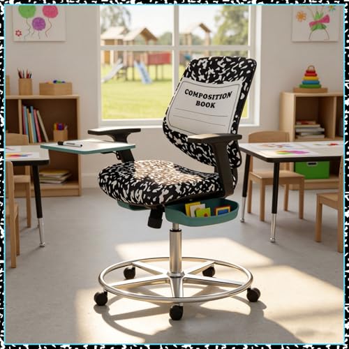 Chumia Composition Notebook Chair Slipcover - fits standard desks 15.35–19.69 in back, 14.96–17.72 in seat (variation: Composition)