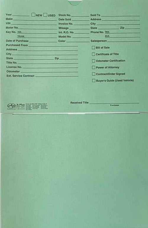 A Plus Dealer Supplies Vehicle Printed Dealer Jackets #513 DSA-546 Green, 100 Quantity (W4*)