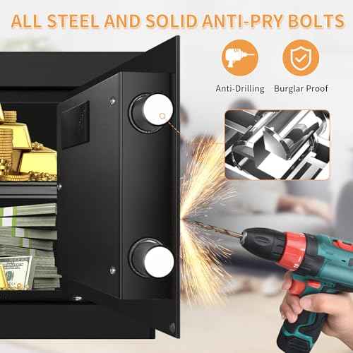 1.2 Cuft Small Home Safe Fire and Waterproof, Anti-theft Fireproof Safe Box with Digital Keypad, Spare Keys and Removable Shelf, Personal Safes for Home Money Medicine Valuables