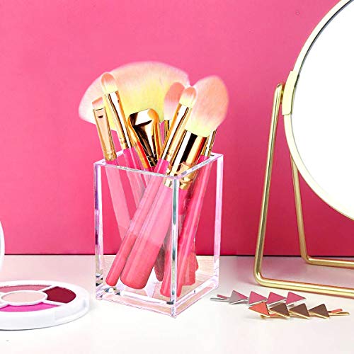 Cerpourt 2 Pack Clear Acrylic Pen & Makeup Brush Holder - Desktop Organizer