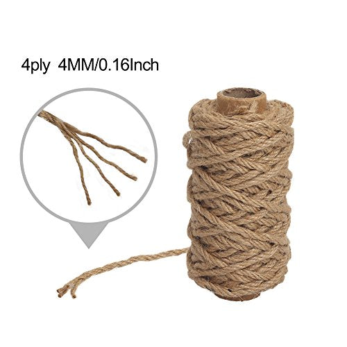 Tenn Well 66ft 4mm Natural Jute Twine - Thick Garden String, 20m Coil