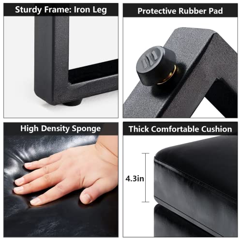 OmySalon 59.5'' Faux Leather Waiting Room Bench, Black – Reception & Salon Lobby Chair