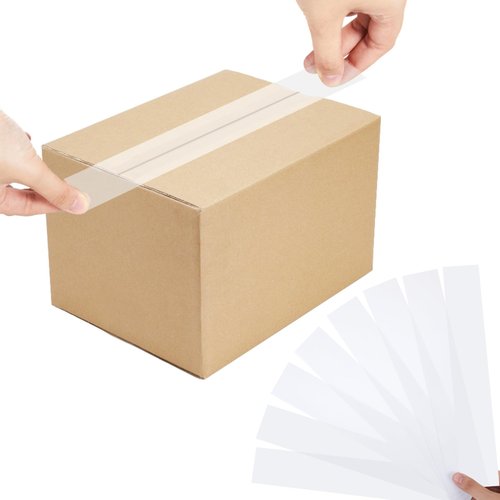 Feifeiya 100 Pack Precut Return Tape Strips Clear Return Tape Sheets Banded Strips for Sealing, Packaging, Shipping, Mailing, Office, Home, Business, Warehouse Needs(2" X 12")