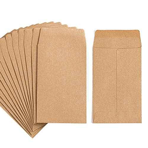 100 Pack Small Coin Envelopes Self-Adhesive Kraft Paper Seed Envelopes Mini Parts Small Items Stamps Storage Packets Envelopes for Garden, Office or Wedding Gift(2.25"¡¿3.5") (100)