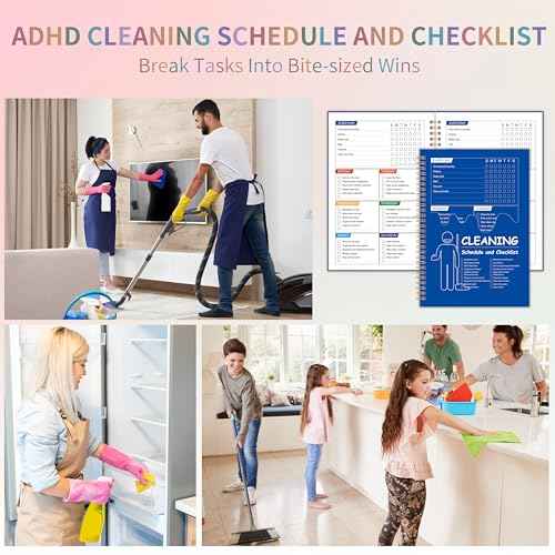 ADHD Cleaning Planner, Cleaning Schedule and Checklist, Undated Daily and Weekly Household Cleaning Checklist Planner, Organize Your Home to Keep Neat and Stress-Free
