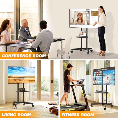 Mobile TV Stand with Upgraded 360° Locking Wheels, Fits 32-75 Inch TVs (Up to 88 lbs) - TAVR Furniture