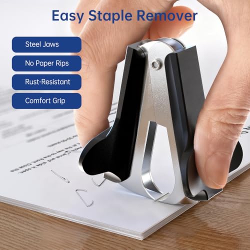Jyumini Heavy Duty Metal Stapler Black, 50-Sheet Capacity with 2000 Staples & Remover