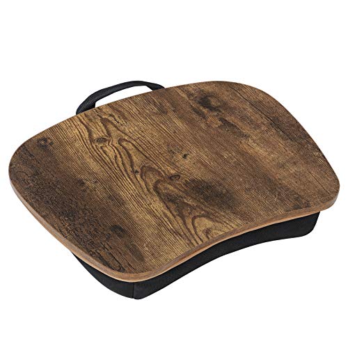 SONGMICS Rustic Brown Laptop Bed Tray with Carry Handle - 12.6"D x 15.7"H