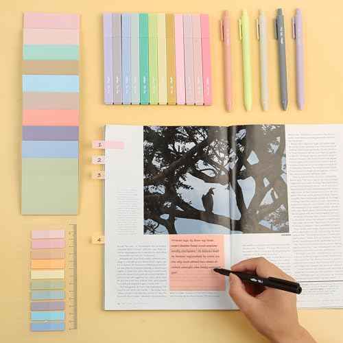 Mr. Pen- Aesthetic Book Annotation Kit, 38 pcs, Aesthetic Highlighters and Gel Pens, Transparent Sticky Notes, Transparent Sticky Tabs for Books, No Bleed Highlighters for Bible Pages No Bleed