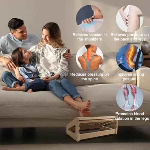WOOD CITY Foot Rest for Under Desk at Work, 3 Heights Adjustable Footrest with Silicone Surface, 2 in 1 Foot Stool Improve Posture, Reduce Fatigue & Pain, Ideal for Home/Office/Gaming (Natural)