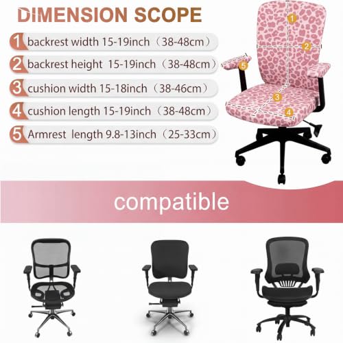 Pink Leopard Cheetah 4-Piece Office Chair Cover Set – 14.96–18.9in Universal Fit