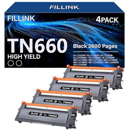 Compatible TN660 TN-660 Toner Cartridges Replacement for Brother TN 660 TN660 TN630 TN-630 Toner Use with HL-L2300D HL-L2305W HL-L2340DW MFC-L2740DW MFC-L2685DW DCP-L2540DW Printer(Black,4 Pack)