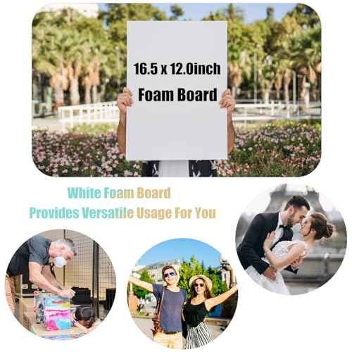 20 Pack White Foam Board 12" x 16.5", 3/16" Thickness Foam Core Baking Board for Projects, A3 Polystyrene Mat Board Poster Foam Board Sheets for Art Crafts, Presentation, Wedding, School Projects