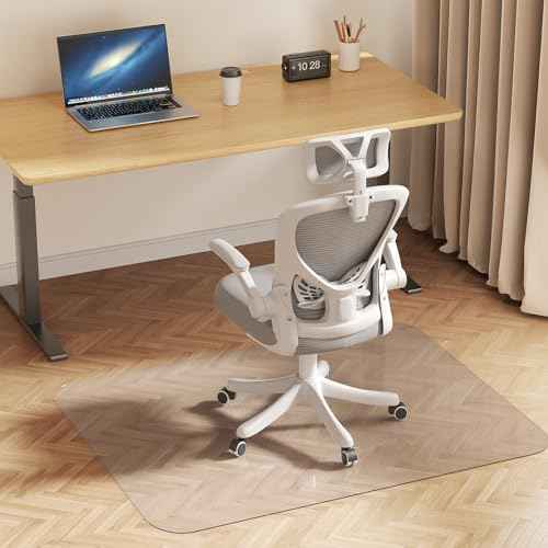 Delamu Large Office Chair Mat for Hardwood Floor, 46"¡¿60" Office Computer & Desk Chair Mat, Clear PVC Heavy Duty Floor Protector Mats for Rolling Chairs