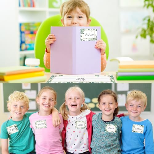 Hedeey Eucalyptus Nameplate Set - 48 Self-Adhesive Classroom Student Desk Tags