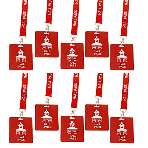 School Pass Lanyards with Large PVC Card Holders - Set of 10 for Teachers & Students