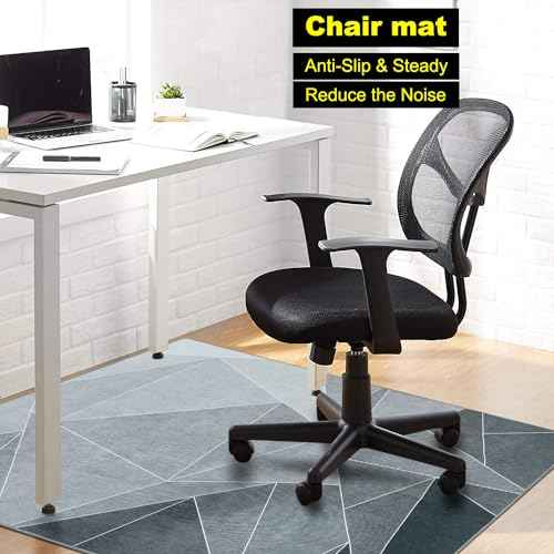Office Chair Mat for Hardwood Floor,60"x48" Under Desk Mat, Computer Chair Rug,Anti-Slip Carpet Chair Mats Floor Protector for Home Office,Black Grey