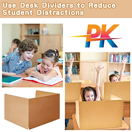 Gueevin 30 Pcs Classroom Desk Dividers for Students Test Privacy Folders for Better Focus Overall Size 13" x 20" x 17" School Testing Study Cardboard (Brown)