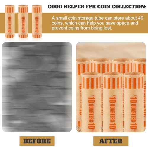 360 Pcs Preformed Coin Wrappers Quarter Rolls Wrappers Bulk Quarter,Pennies,Dimes Coin Rolls for Bank and Office(Orange)