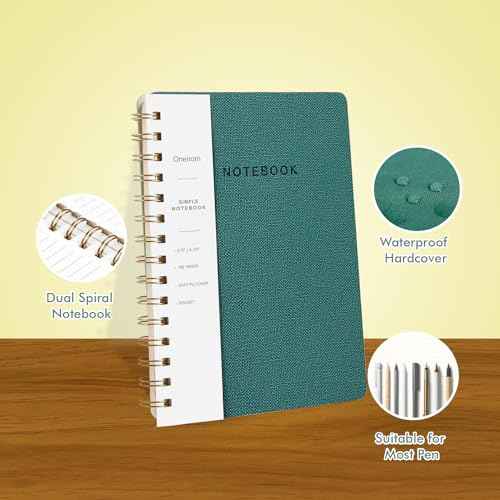 Lined Spiral Notebook College Ruled A5 Journal Book for Note Taking, 160 Pages Writing Journal for Office and Home School Supplies 5.75 x 8.125 inch (6pack-3Reefblue/3Green)