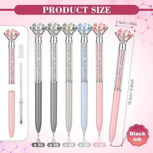 160 Pcs Diamond Ballpoint Pens Big Crystal Colorful Retractable Gem Rhinestones Bling Jewel Pens for Women Wedding Bridal Shower Office Gifts (Morandi Color)
